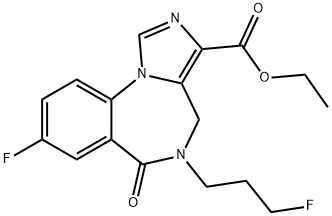 ethyl 8-fluoro-5,6-dihydro-5-(3'-fluoropropyl)-6-oxo-4H-imidazol(1,5-a)(1,4)benzodiazepine-3-carboxylate Struktur