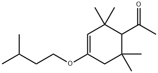 1-[2,2,6,6-tetramethyl-4-(3-methylbutoxy)-3-cyclohexen-1-yl]ethan-1-one  Struktur