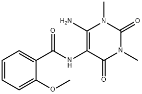 Benzamide,  N-(6-amino-1,2,3,4-tetrahydro-1,3-dimethyl-2,4-dioxo-5-pyrimidinyl)-2-methoxy- Struktur