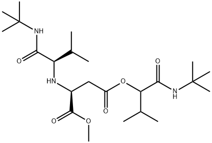 L-Aspartic acid, N-[1-[[(1,1-dimethylethyl)amino]carbonyl]-2-methylpropyl]-, 4-[1-[[(1,1-dimethylethyl)amino]carbonyl]-2-methylpropyl] 1-methyl ester, [R-(R*,R*)]- (9CI) Struktur
