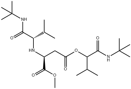 L-Aspartic acid, N-[1-[[(1,1-dimethylethyl)amino]carbonyl]-2-methylpropyl]-, 4-[1-[[(1,1-dimethylethyl)amino]carbonyl]-2-methylpropyl] 1-methyl ester, [R-(R*,S*)]- (9CI) Struktur