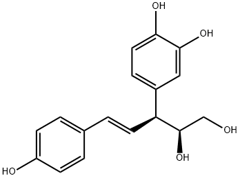 4-[(S,E)-1-[(S)-1,2-ジヒドロキシエチル]-3-(4-ヒドロキシフェニル)-2-プロペニル]-1,2-ベンゼンジオール 化学構造式