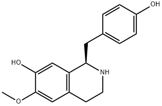 1,2,3,4-テトラヒドロ-1β-[(4-ヒドロキシフェニル)メチル]-6-メトキシイソキノリン-7-オール 化学構造式