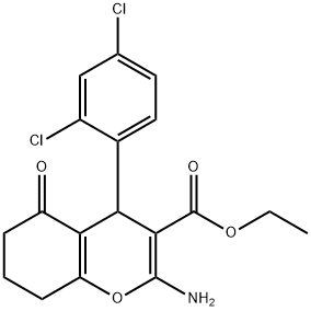ethyl 2-amino-4-(2,4-dichlorophenyl)-5-oxo-5,6,7,8-tetrahydro-4H-chromene-3-carboxylate Struktur