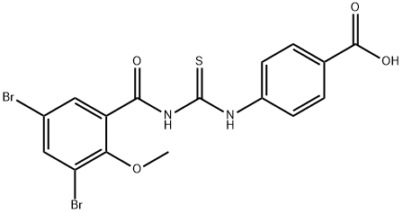 4-[[[(3,5-DIBROMO-2-METHOXYBENZOYL)AMINO]THIOXOMETHYL]AMINO]-BENZOIC ACID Struktur
