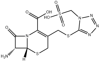 (6R,6β)-7α-アミノ-8-オキソ-3-[[[1-(スルホメチル)-1H-テトラゾール-5-イル]チオ]メチル]-5-チア-1-アザビシクロ[4.2.0]オクタ-2-エン-2-カルボン酸 化学構造式