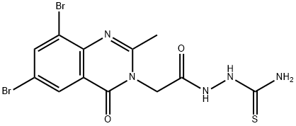 [[2-(6,8-dibromo-2-methyl-4-oxo-quinazolin-3-yl)acetyl]amino]thiourea Struktur