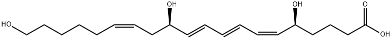 (5S,12R)-5,12,20-TRIHYDROXY-(6Z,8E,10E,14Z)-EICOSATETRAENOIC ACID Struktur