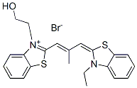 2-[3-(3-ethyl-3H-benzothiazol-2-ylidene)-2-methylprop-1-enyl]-3-(2-hydroxyethyl)benzothiazolium bromide Struktur