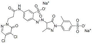 disodium 5-[[3-(4,5-dichloro-6-oxo-6H-pyridazin-1-yl)-1-oxopropyl]amino]-2-[[4,5-dihydro-3-methyl-1-(2-methyl-4-sulphonatophenyl)-5-oxo-1H-pyrazol-4-yl]azo]benzenesulphonate Structure