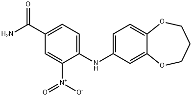 Benzamide, 4-[(3,4-dihydro-2H-1,5-benzodioxepin-7-yl)amino]-3-nitro- Structure