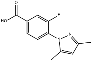 4-(3,5-二甲基-1H-吡唑-1-基)-3-氟苯甲酸, 1152868-20-6, 结构式