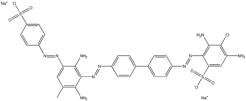 3,5-Diamino-4-chloro-2-[[4'-[[2,6-diamino-3-methyl-5-[(4-sulfophenyl)azo]phenyl]azo]-1,1'-biphenyl-4-yl]azo]benzenesulfonic acid disodium salt Struktur