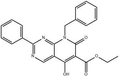 ethyl 8-benzyl-5-hydroxy-7-oxo-2-phenyl-7,8-dihydropyrido[2,3-d]pyrimidine-6-carboxylate Struktur