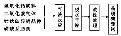 碳酸化法制备碳酸钙晶须工艺流程图