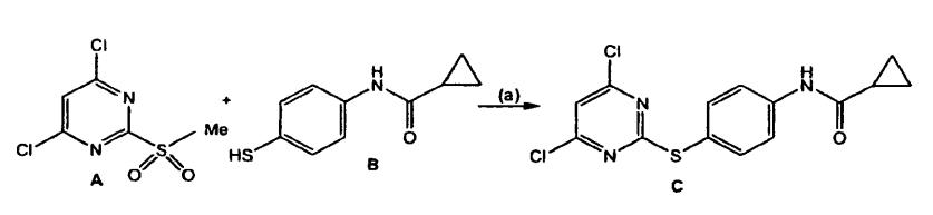 2-甲磺酰基-4,6-二氯嘧啶反应式一