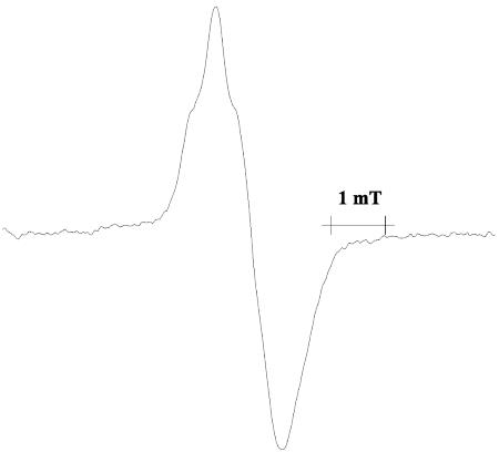 以0.1 mT调制幅度获取的辐照酒石酸铵的EPR光谱.png