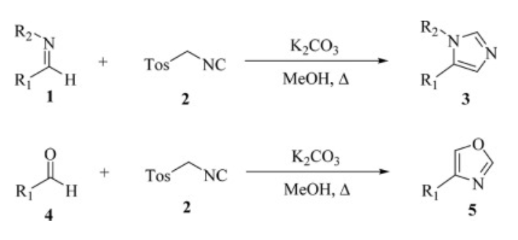Van Leusen imidazole and oxazole reactions