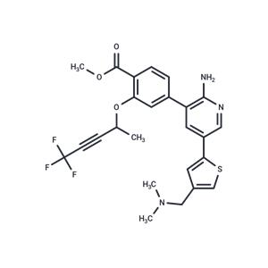 methyl 4-(2-amino-5-(4-((dimethylamino)methyl)thiophen-2-yl)pyridin-3-yl)-2-((5,5,5-trifluoropent-3-yn-2-yl)oxy)benzoate