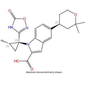 1H-Indole-2-carboxylic acid, 1-[(1S,2S)-1-(2,5-dihydro-5-oxo-1,2,4- oxadiazol-3-yl)-2-methylcyclopropyl]-5-[(4S)-tetrahydro-2,2- dimethyl-2H-pyran-4-yl]